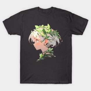 Cartoon Style Portrait - Young Woman with leafy hair T-Shirt
